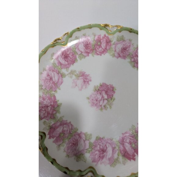 Antique Limoges France Hand-Painted Porcelain Plate With Pink Roses Gold Trim - Picture 4 of 11